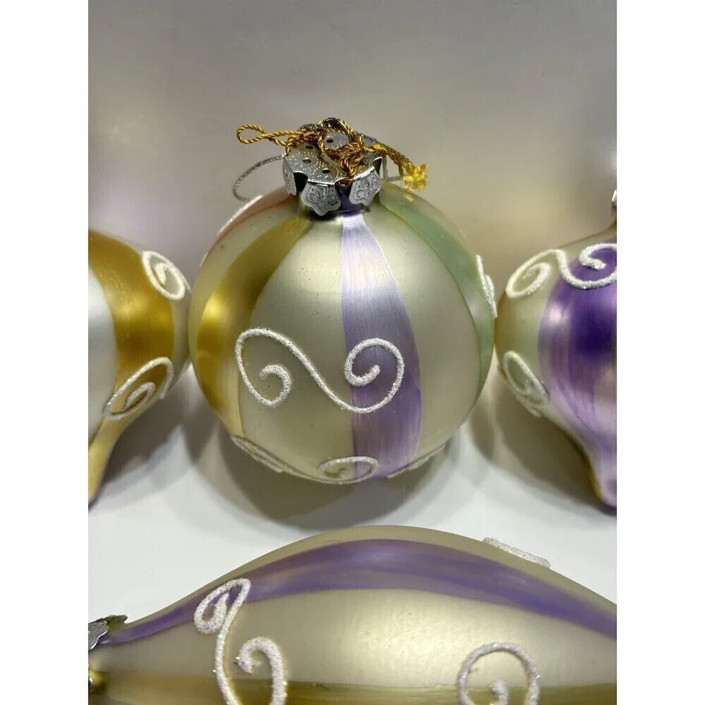 Vtg House Of Lloyd Christmas Around The World Sherbet Glass Ornaments Set Of 4